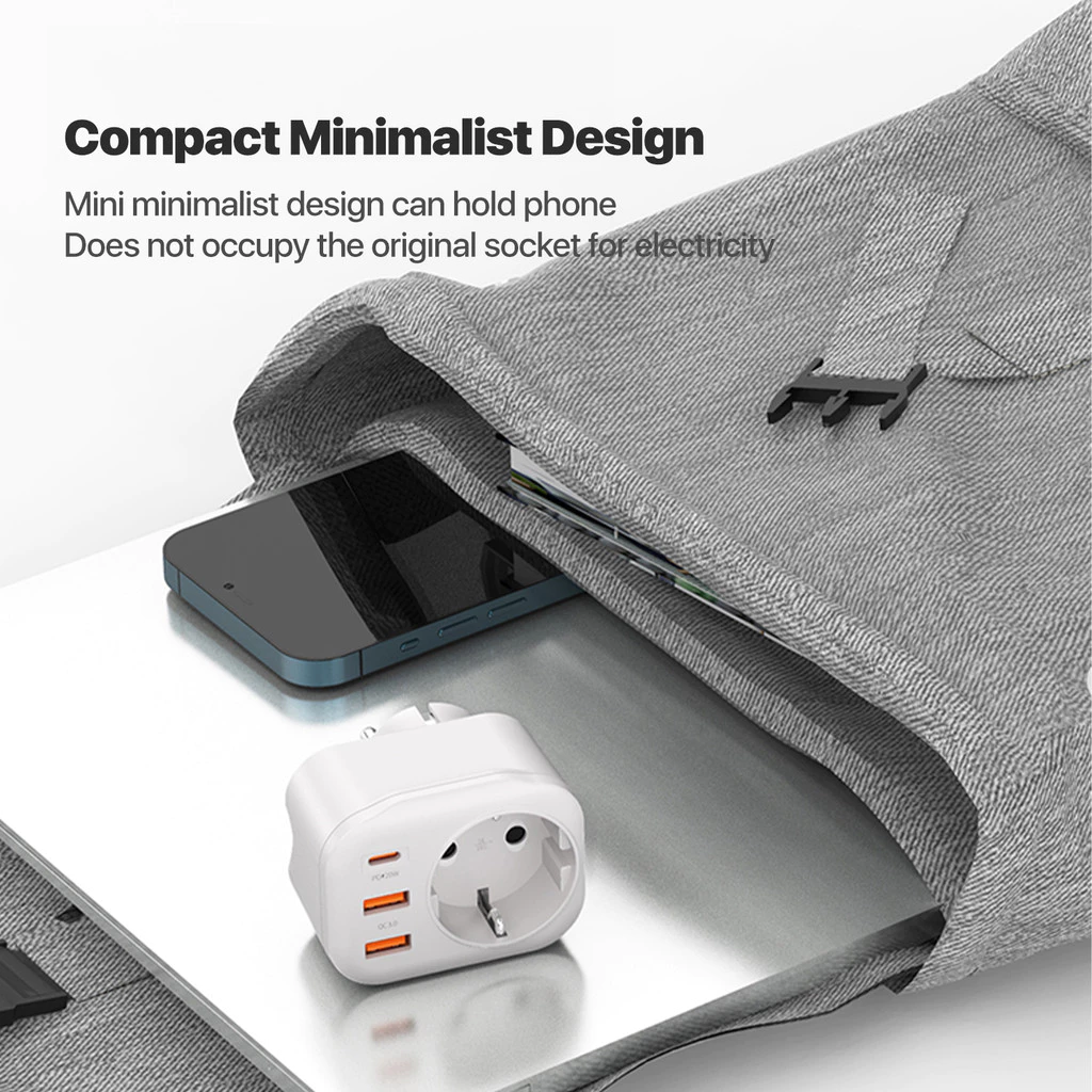 KiiP C26T Travel Adaptor 20W Fast Charging Dual USB 18W + USB-C 25W
