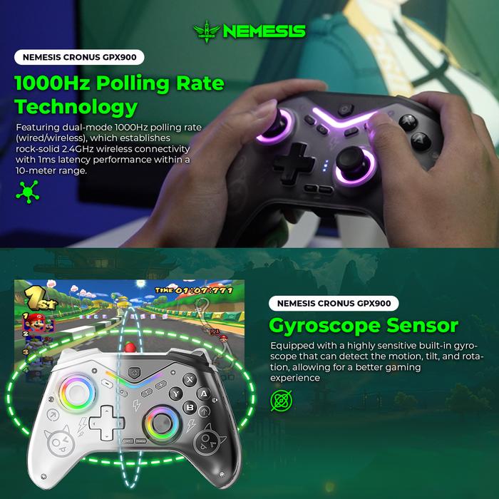 NYK Nemesis Cronus GPX900 / GPX-900 Gamepad Controler 3 in 1 Wireless 2.4Ghz Trimode Connection Hall Effect