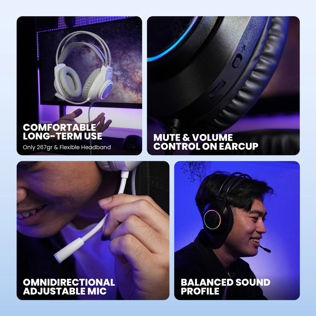 Rexus Thundervox HX14 Headset Gaming RGB with 7.1 Surround Sound & USB A