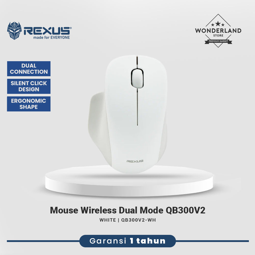 Rexus QB300V2 Dual Mode Wireless Mouse Office Ergonomic Shape Silent Click QB300 V2