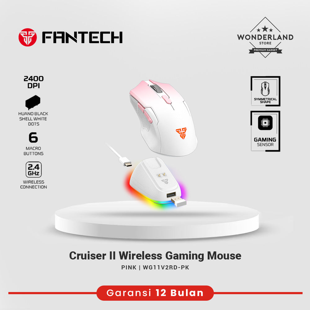 Fantech Cruiser II WG11V2RD Wireless Gaming Mouse Rechargeable 2400 DPI Includes Charging Dock