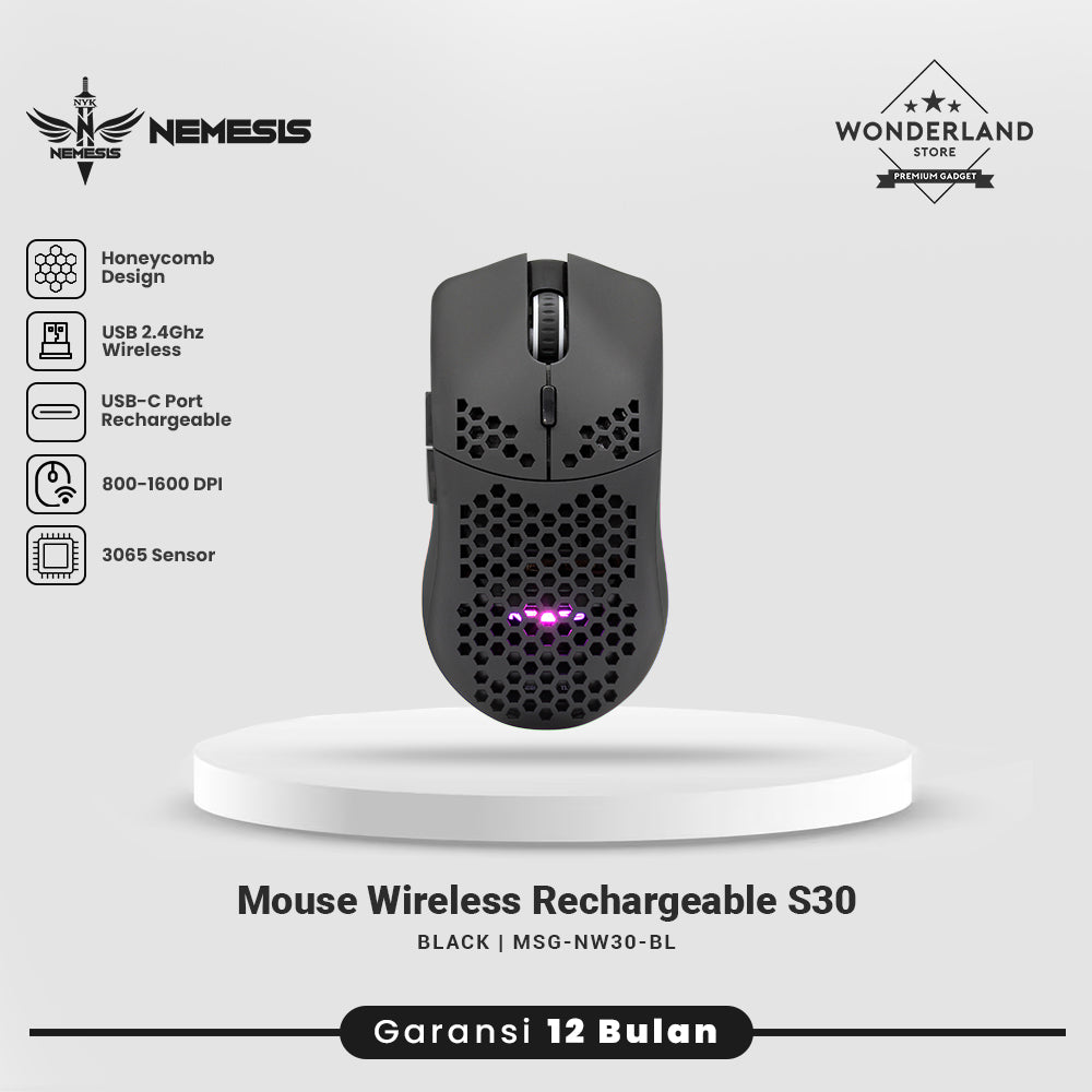 NYK Nemesis S30 / S-30 Wireless Rechargeable Mouse Gaming 1600DPI