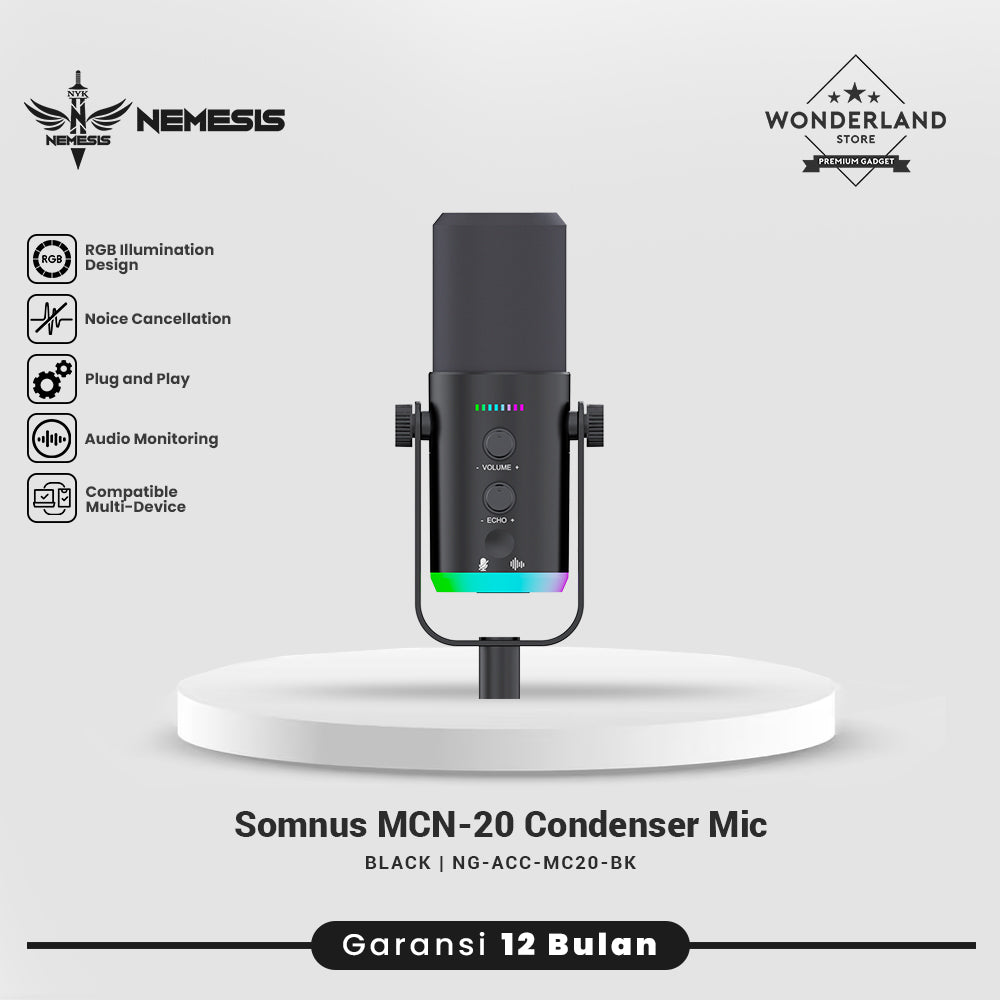 Nemesis Somnus MCN-20 Microphone Condenser 2in1 Connection RGB with Noise Cancelling