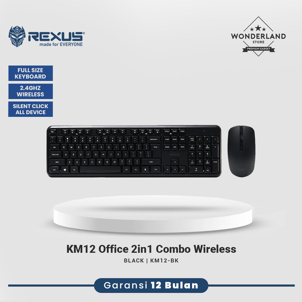 Rexus KM12 Combo Office 2in1 Keyboard & Mouse Wireless Silent Click