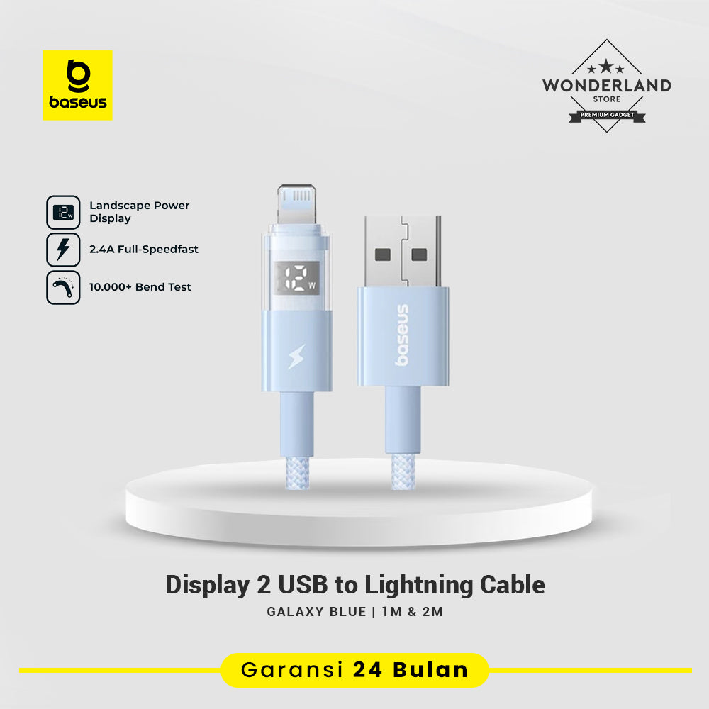 Baseus Display 2 Kabel Data USB to Lightning 2.4A Display Indicator Fast Charging