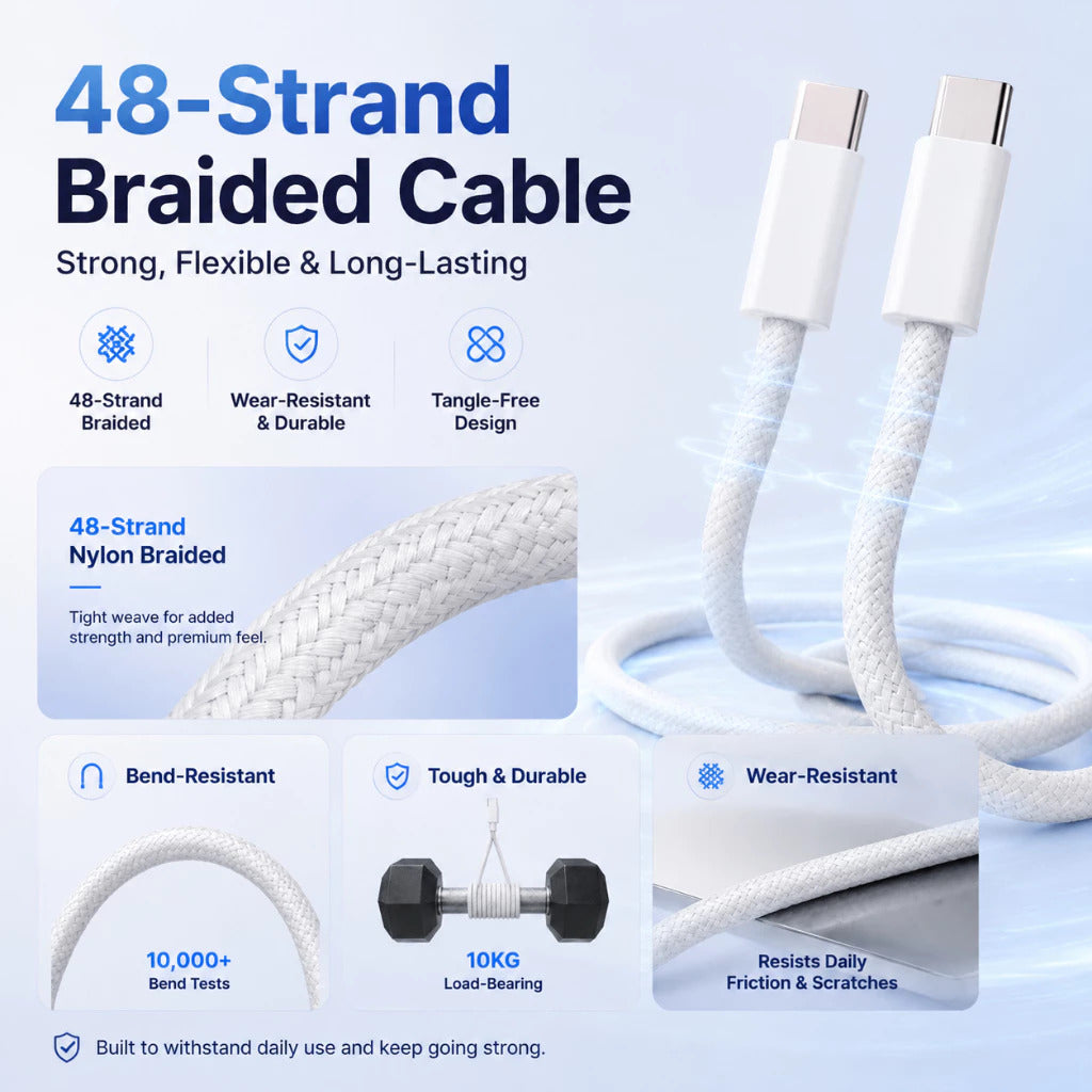 OnPrime Kabel Data USB-C to C 3A 60W Wood Series Nylon Braied SFC PD PPS