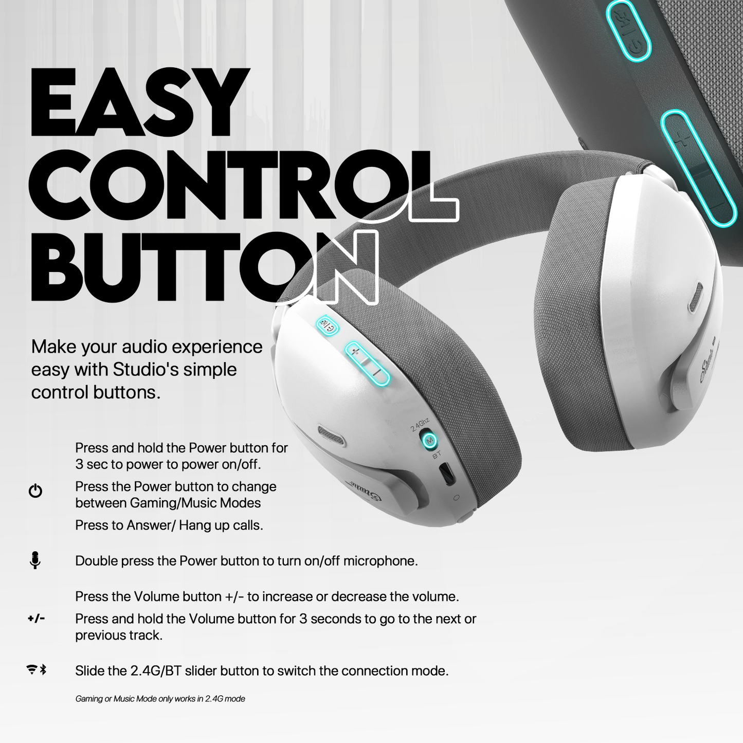 Fantech Studio Pro WHG03P Virtual 7.1 Headset Gaming Wireless Bluetooth