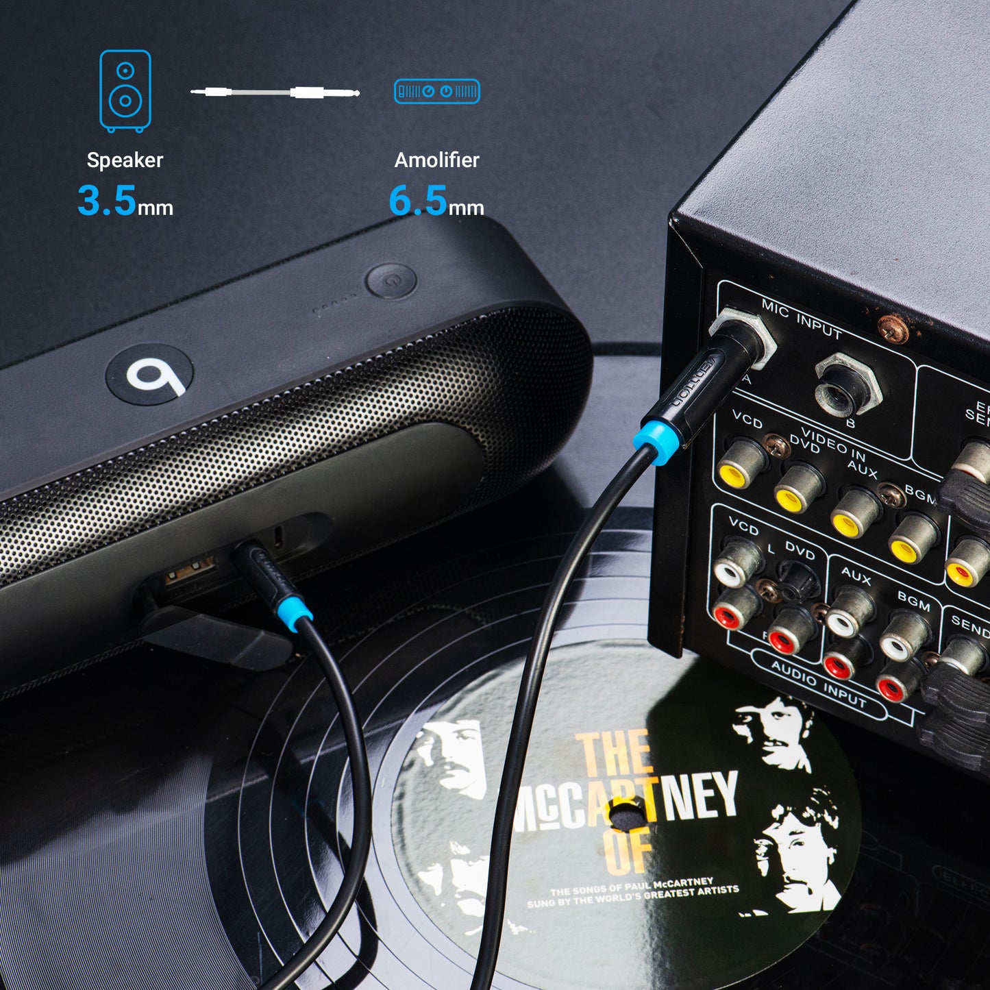 Vention Kabel AUX 6.35mm to Jack Audio 3.5mm TRS Cable - BAB