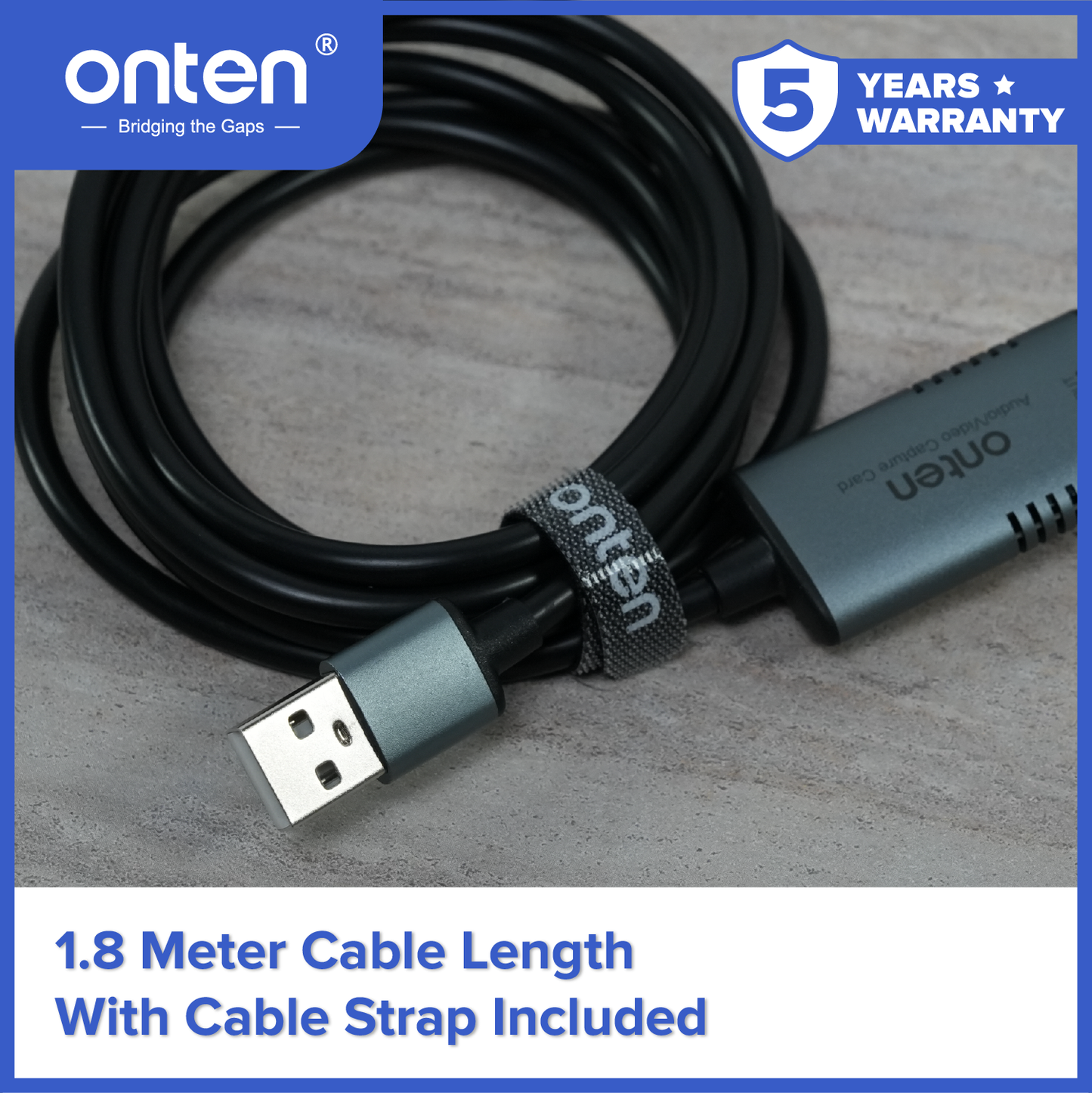 Onten Kabel Video Capture Card USB To HDMI Male Streaming Live 1080P OTN-US313