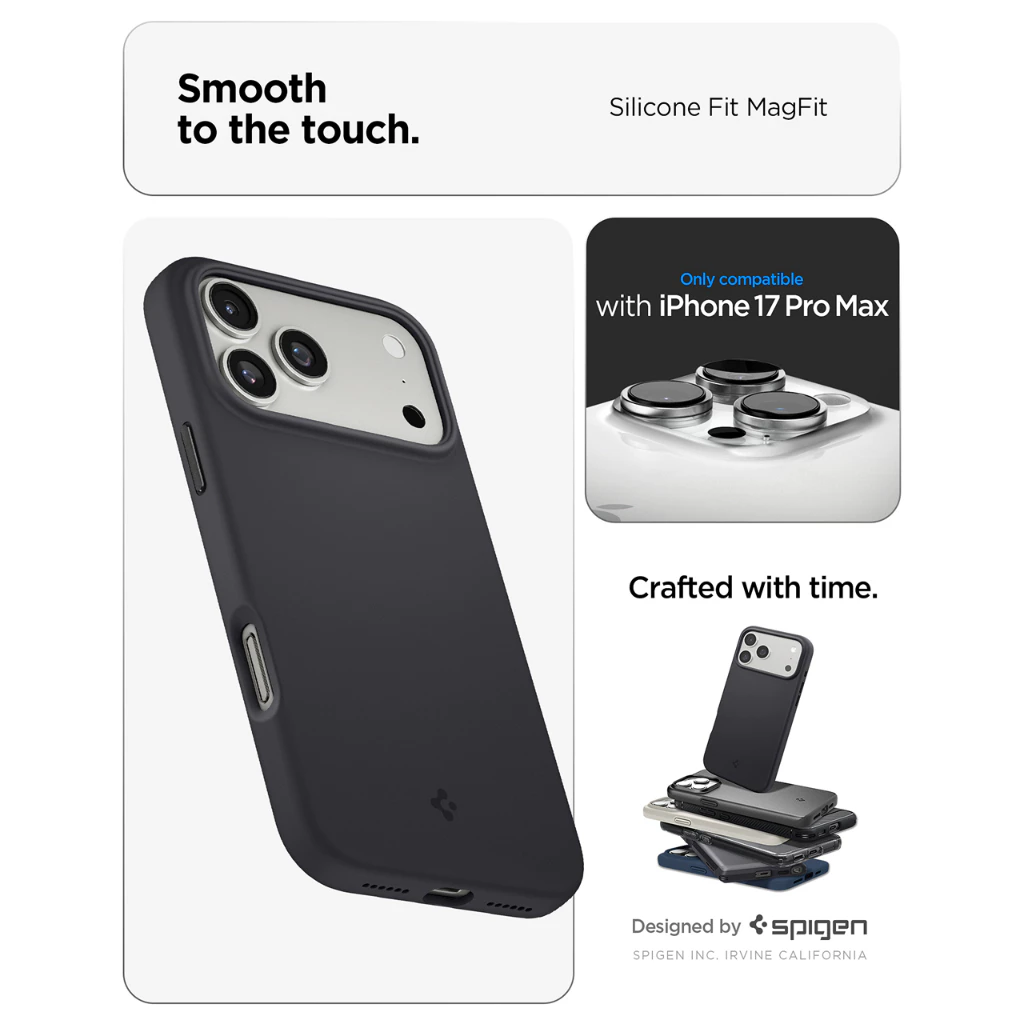 Spigen Silicone Fit Case for iPhone 17 Pro Max MagSafe MagFit Softcase Anti Shock Crack Casing