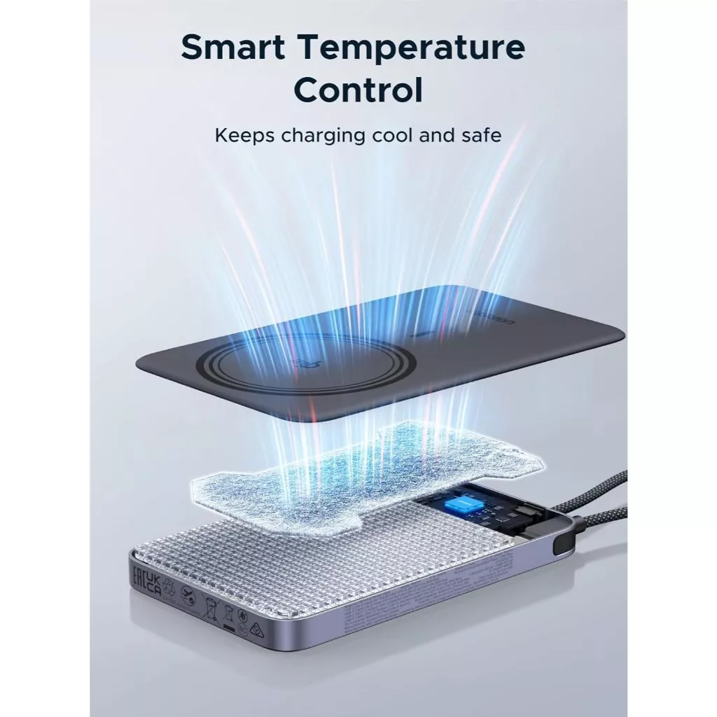 Ugreen Magflow Powerbank Qi2 15W + 30W Built in USB-C Cable PD PPS SFC