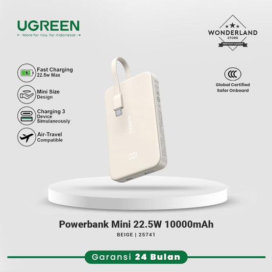 Ugreen CCC Powerbank 10.000mAh PD QC 3.0 Fast Charging 22.5W LED Built in Cable 25741