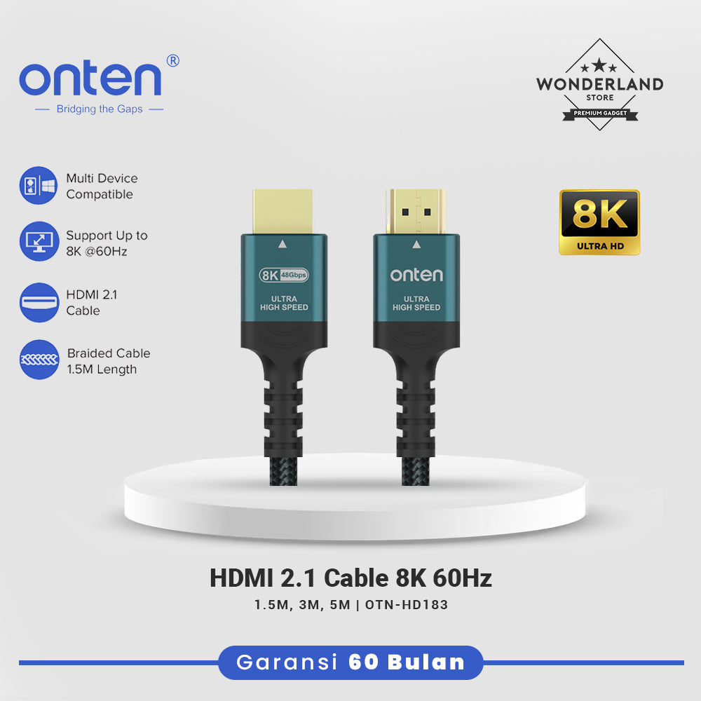 Onten Kabel HDMI 2.1 Male to Male Ultra High Speed 8K 60Hz Gold Platted OTN-HD183