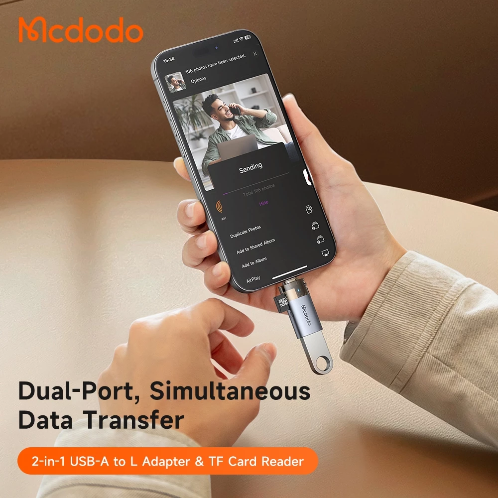 Mcdodo Adapter Card Reader 2in1 Lightning to USB-A 2.0 TF Card OT-7850