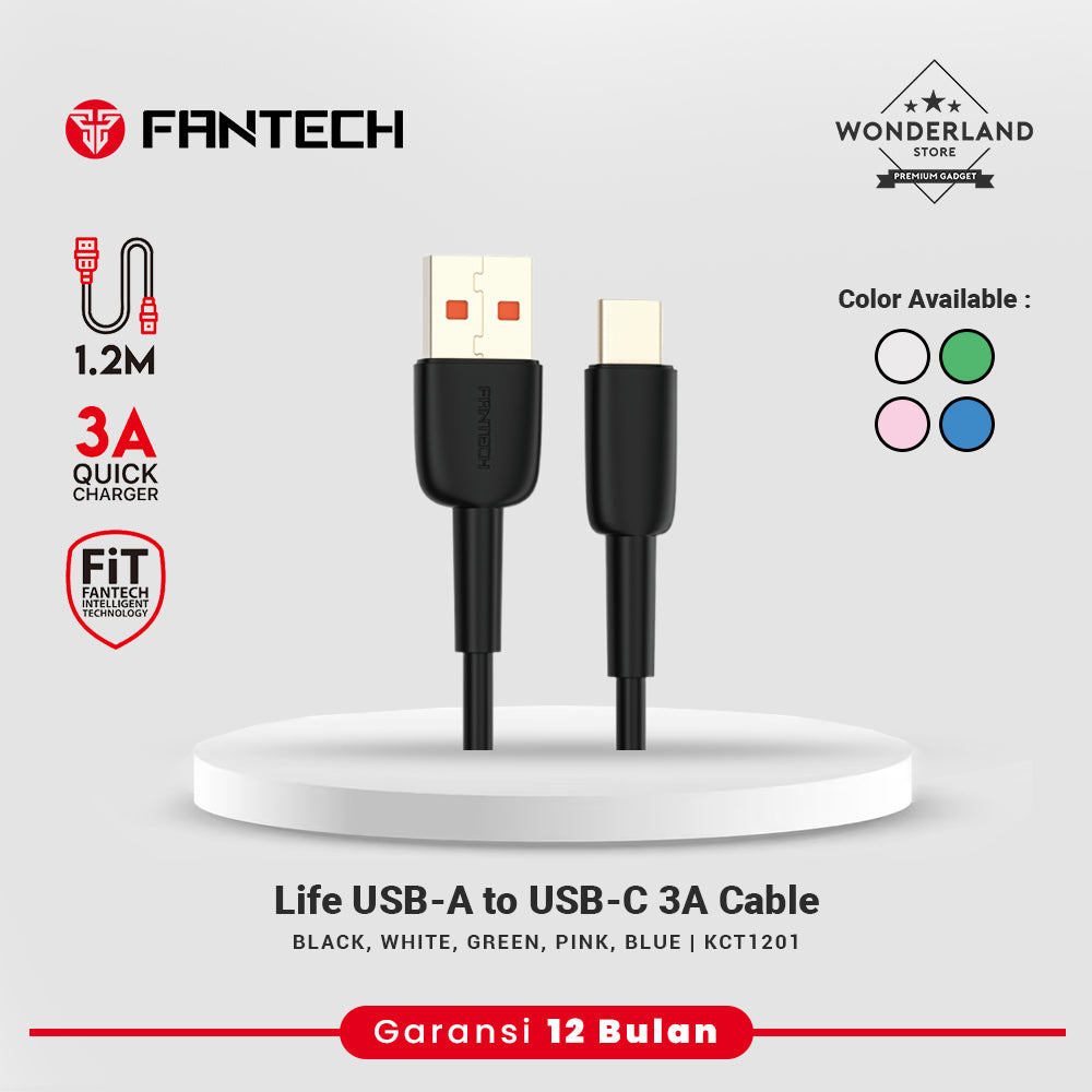 Fantech Duralink Kabel Data USB-A to USB-C 3A Fast Charging 1.2M KCT1201