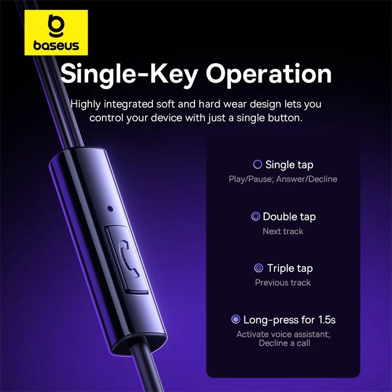 Baseus Encok HZ11 CZ11 In-Ear Wired Earphones Jack 3.5 USB-C Powerful Bass