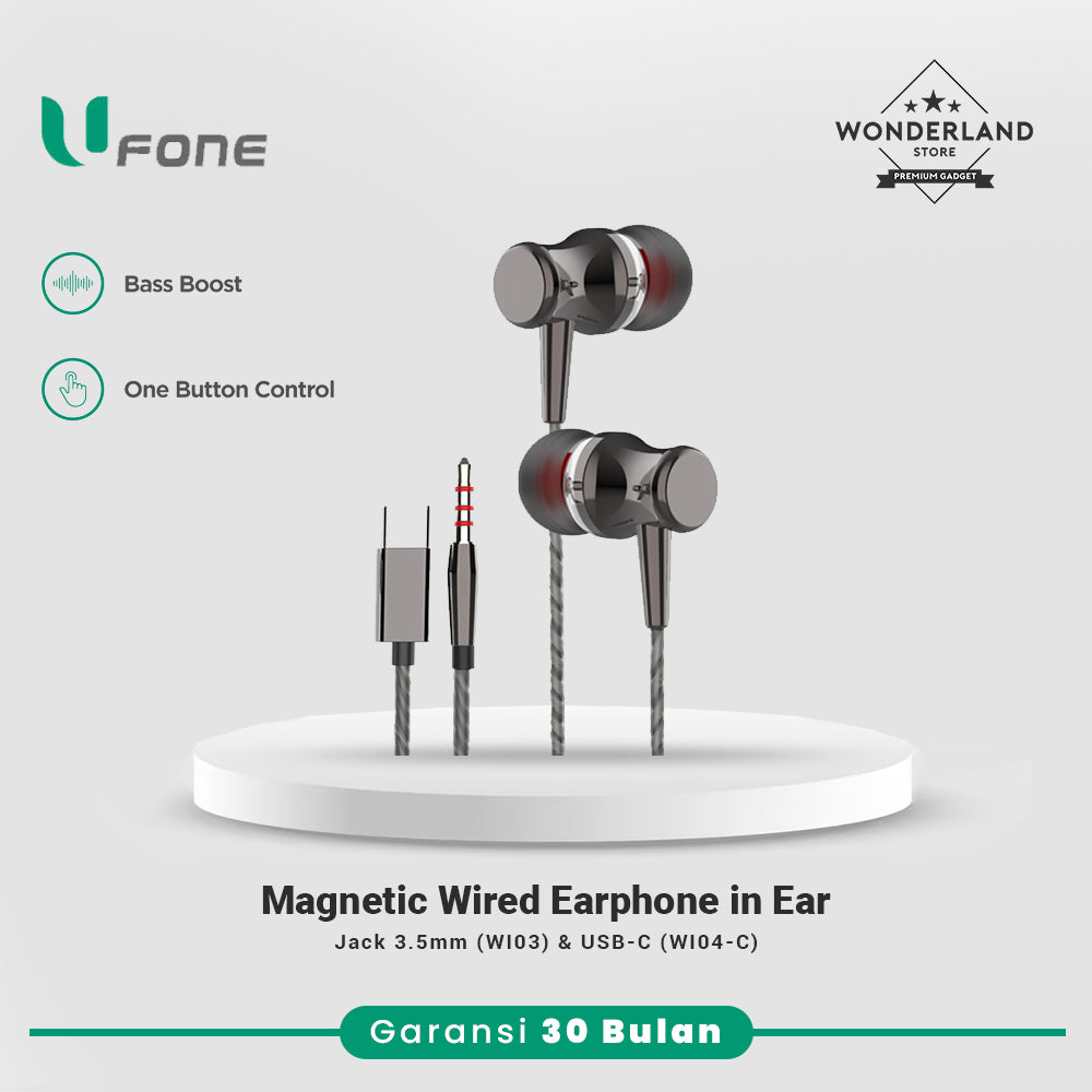 U1me x Ufone Wired Earphone In Ear Jack 3.5 / USB-C Stereo Headset Bass Boost WI03 WI04-C