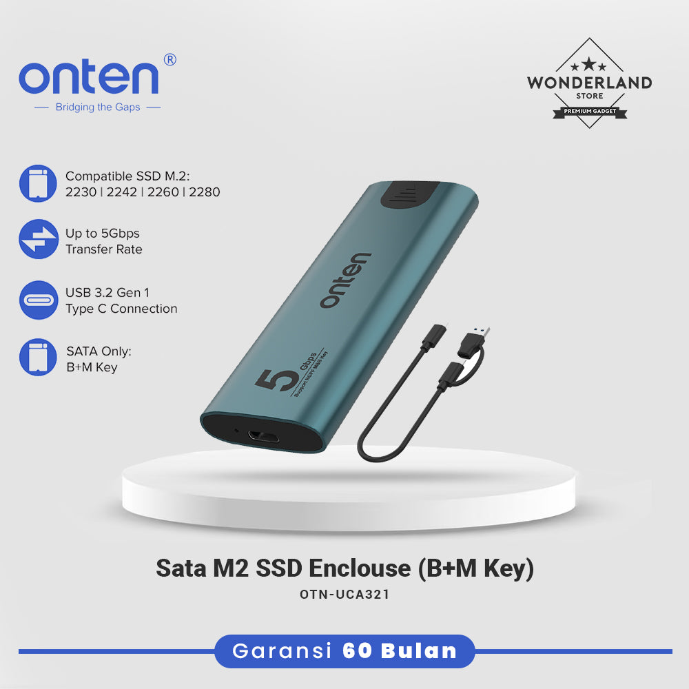 Onten Case Enclosure SSD M2 NVME NGFF SATA USB 3.2 Dual Protocol OTN-UCA321/UCA322/UCA322+