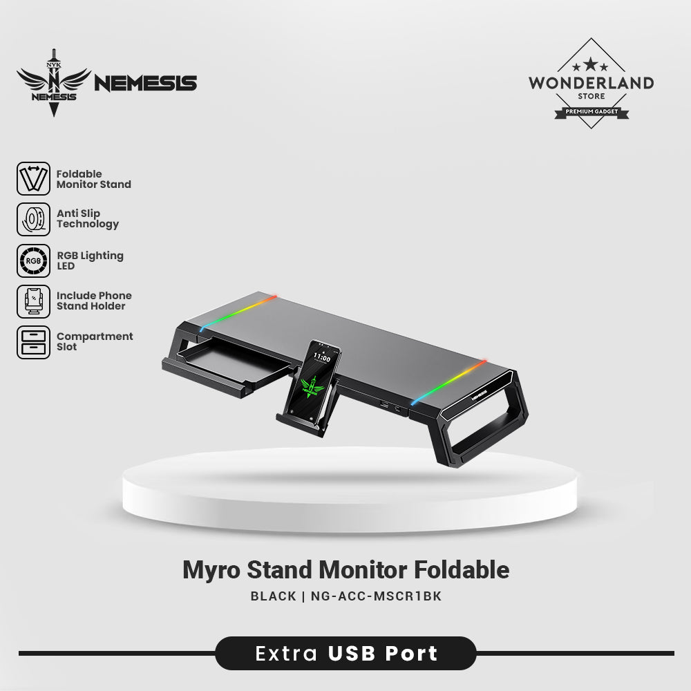 Nemesis Myro Stand Meja Monitor Foldable RGB with Phone Holder Nemesis MYRO CR1