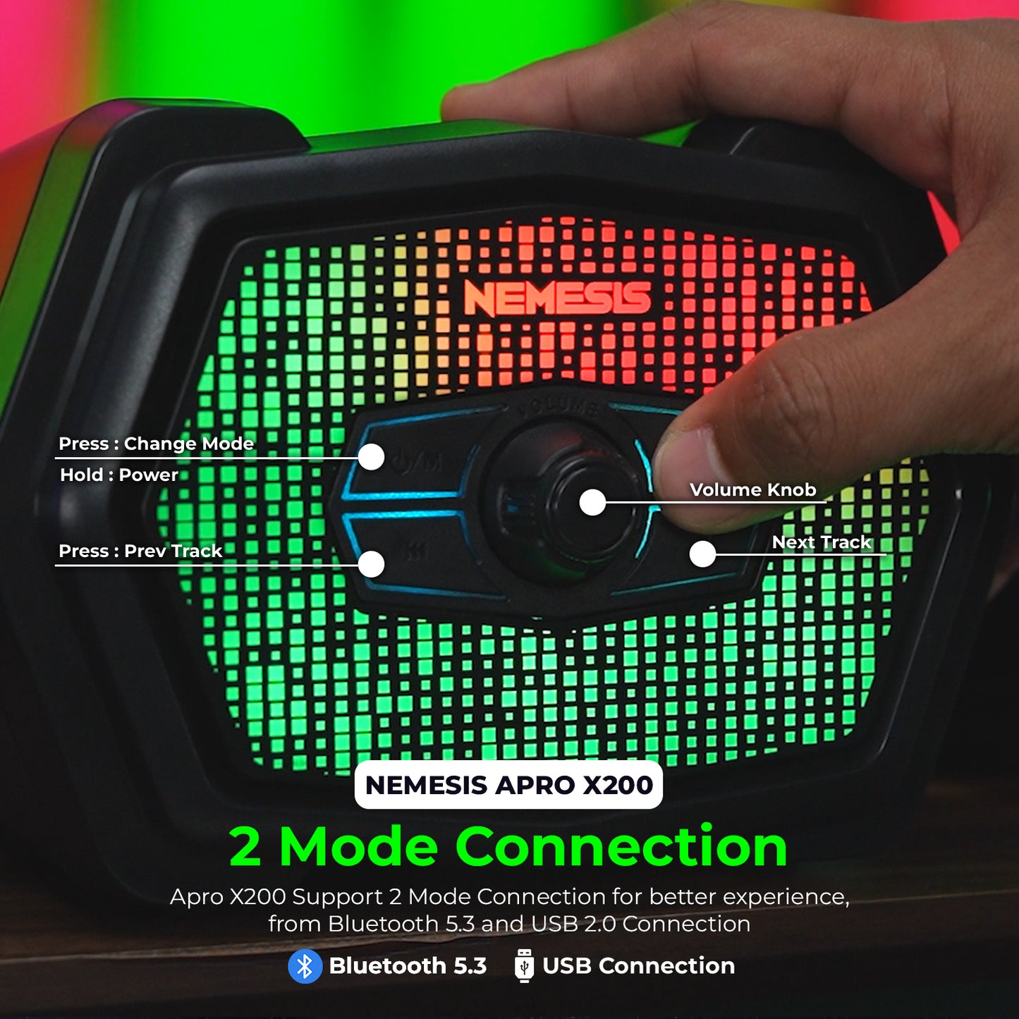 Nemesis Speaker APRO X200 Subwoofer Multimedia 2.1 Stereo Bass Music Box For PC/Laptop Dual Connection