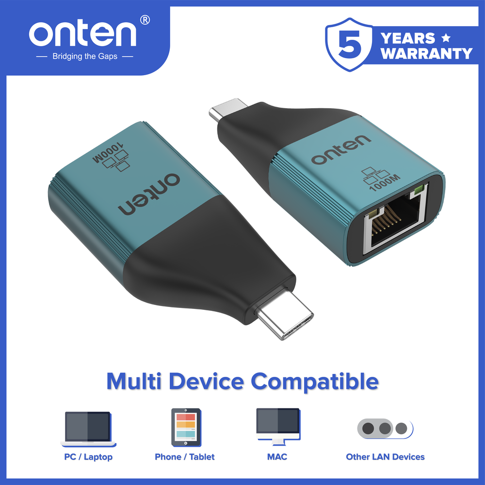 Onten Converter USB-C to Gigabit Lan Ethernet Connector 1000Mb/s OTN-UC101
