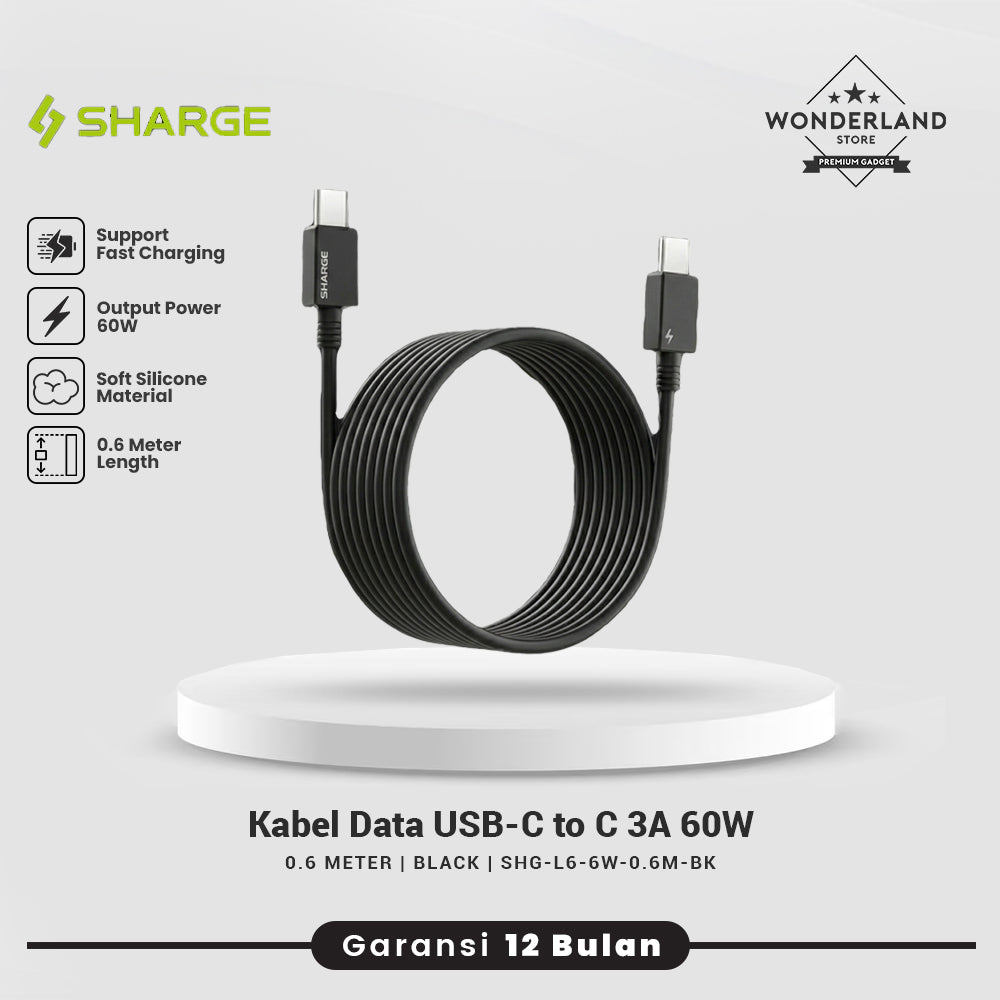 Sharge Kabel Data USB-C to C 60W 3A 240W 5A Fast Charging Sillicone Material L6