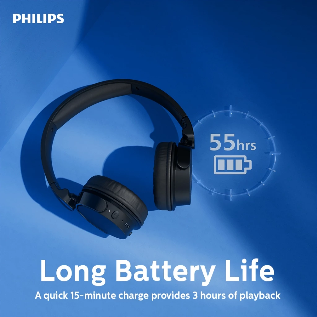 Philips TAH4209 On-ear Wireless Headphones Bluetooth 5.3, Clear Call, Foldable Design