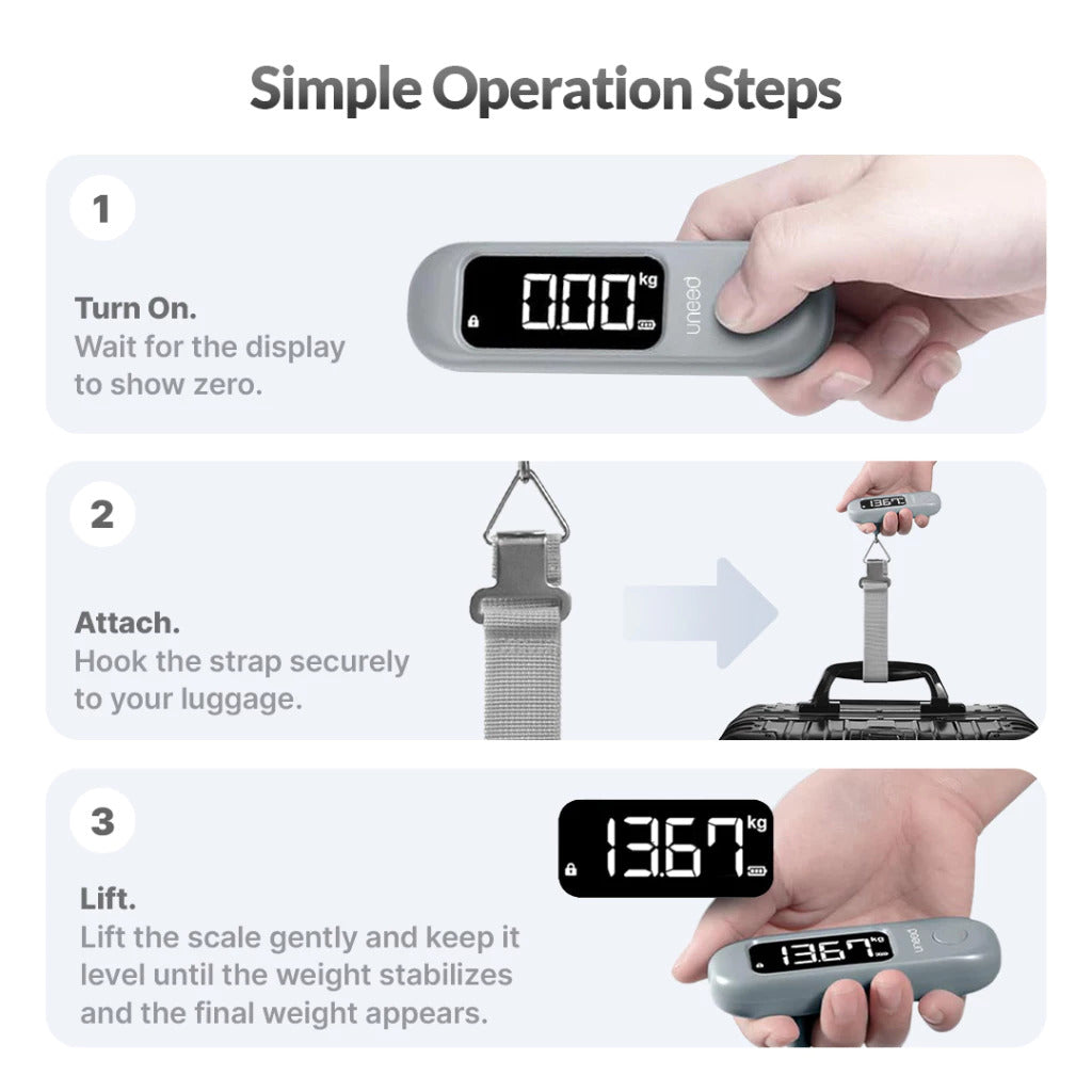 Uneed Timbangan Koper Digital Travel LCD 50kg - Mini Portable Digital Luggage Scale - USC201