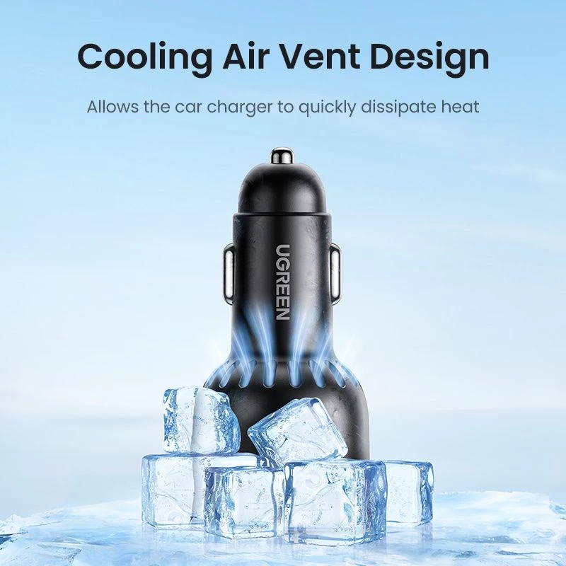 Ugreen Car Charger 130W 3 Port 2xUSB-C + 1xUSB-A 100W 30W Fast Charging