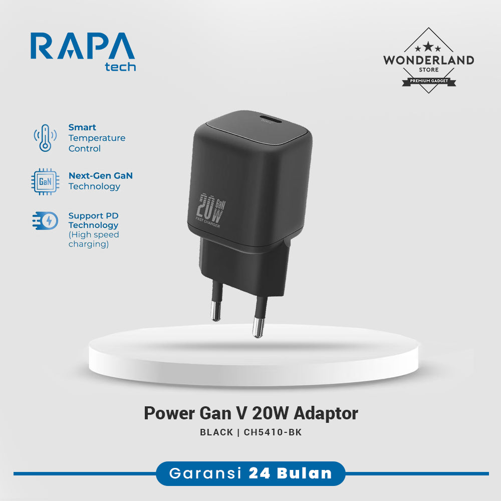 RAPAtech Power GaN V 20W 30W Charger iPhone Android Include USB-C to C Cable