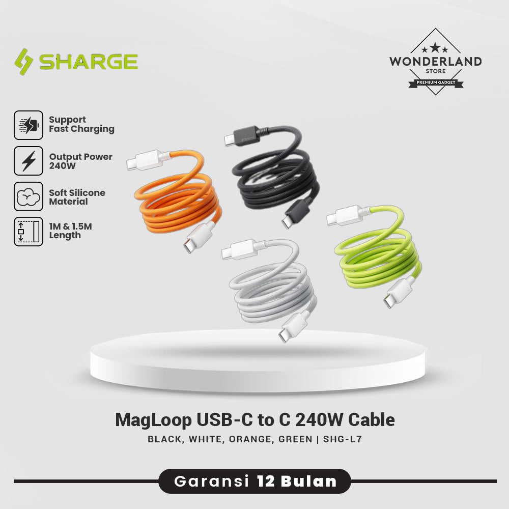 Sharge MagLoop USB-C to USB-C 240W PD 3.1 Fast Charging Braided Magnetic Cable