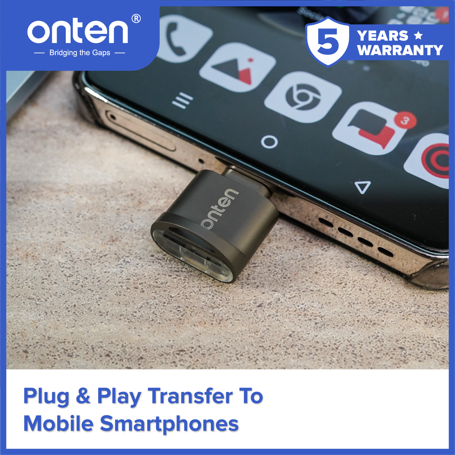 Onten Card Reader TF/Micro SD USB-C Multi Device Compatible OTN-CR533