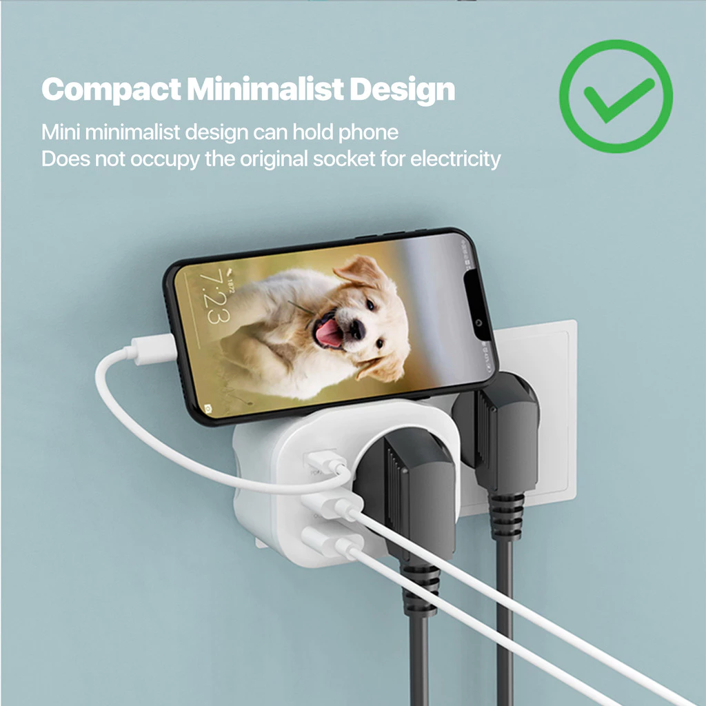 KiiP C26T Travel Adaptor 20W Fast Charging Dual USB 18W + USB-C 25W