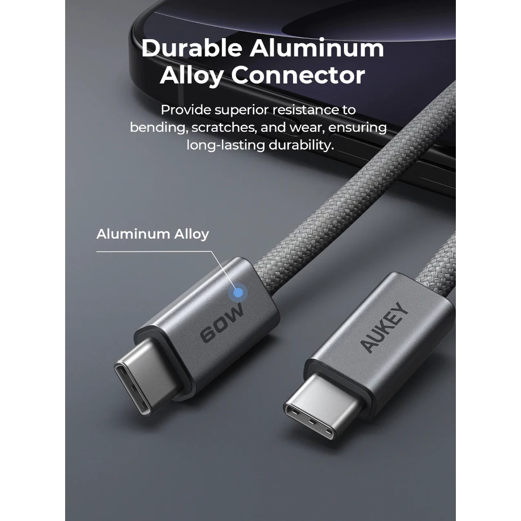 Aukey Circle Blink Kabel Charger USB-C to USB-C 240W Fast Charging Nylon Braided