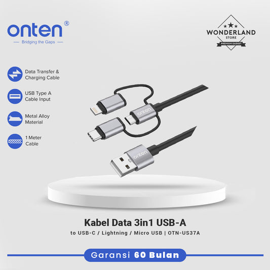 Onten Kabel Data 3in1 USB-A to USB-C / Lighting / Micro USB OTN-US37A