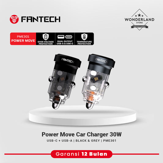 Fantech Power Move Charger Mobil Adaptor Car Charger USB3.0 + USB-C PME301