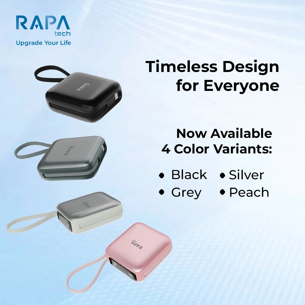 Rapatech CCC Powerbank Origin Link LX17 PD22,5W 10000Mah Ultra Mini Size Built in Dual Cable