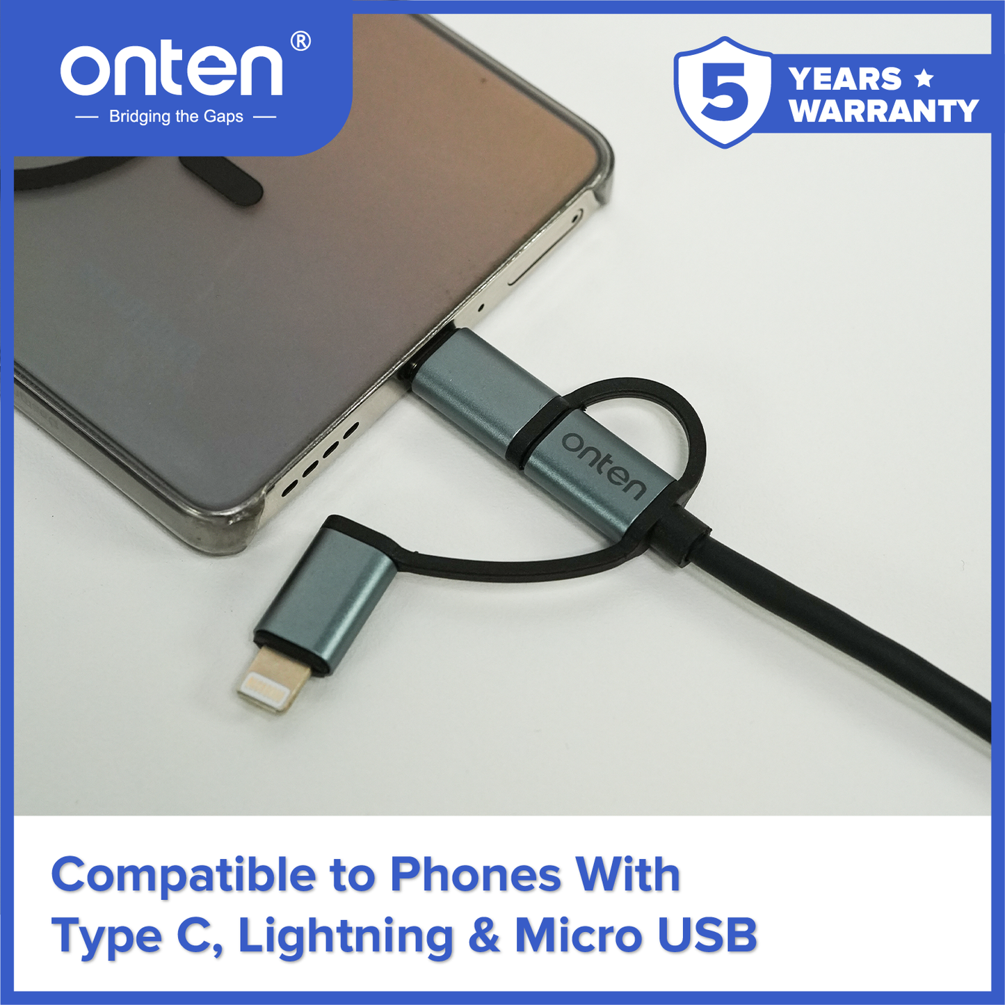 Onten Kabel Data 3in1 USB-A to USB-C / Lighting / Micro USB OTN-US37A