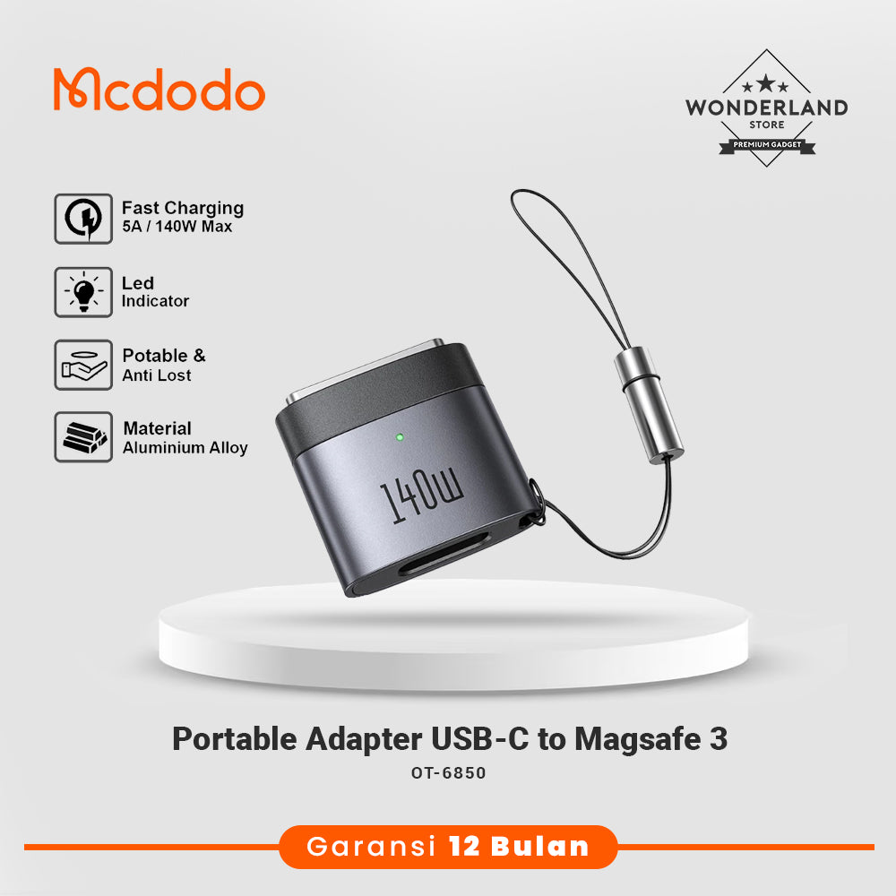 Mcdodo Adapter Converter Type C to Magsafe 3 PD Fast Charging 140W Max For Macbook Air Pro