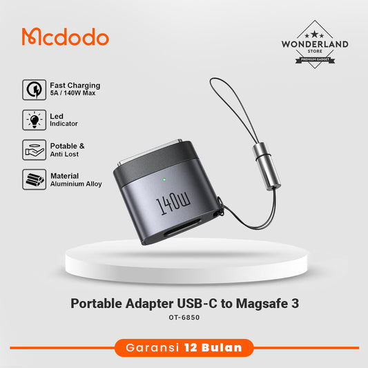 Mcdodo Adapter Converter Type C to Magsafe 3 PD Fast Charging 140W Max For Macbook Air Pro