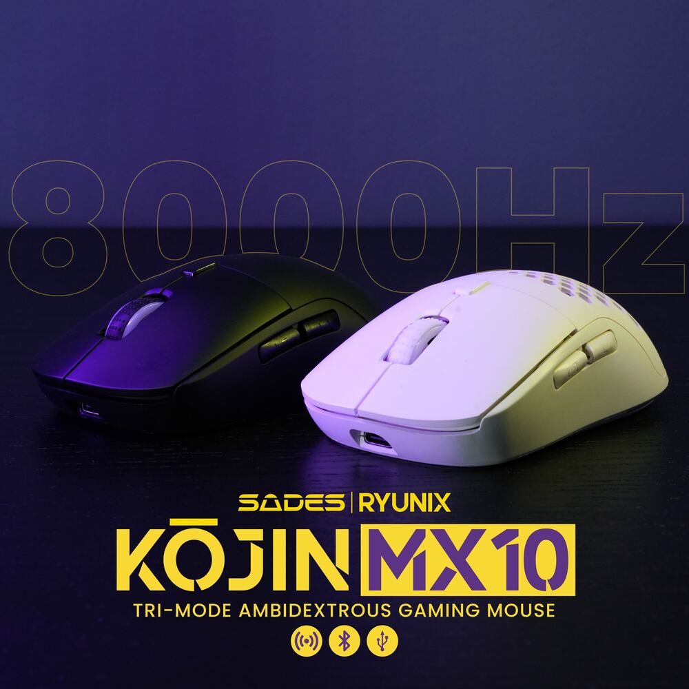 Sades Ryunix Kojin MX10 Mouse Gaming Wireless Bluetooth Triple Mode Ambidextrous