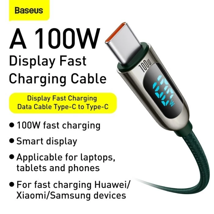Baseus Display Cable USB-C to C 100W Fast Charging PD PPS LED Display