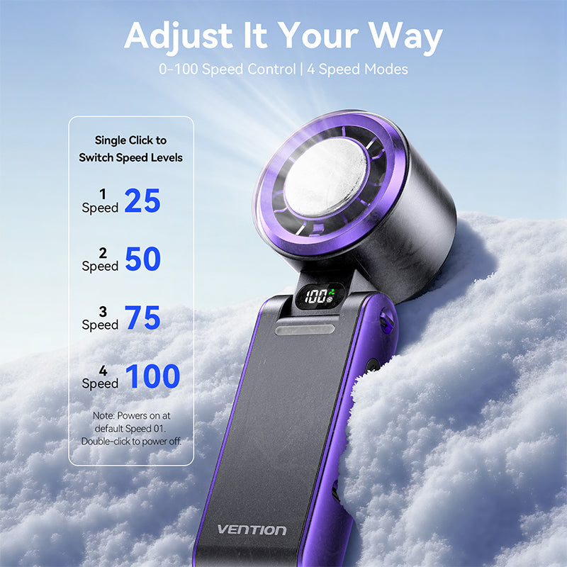 Vention Kipas Lipat Mini Portable Cooling Fan 13000RPM 3000mAh Kipas Angin Genggam LED Display