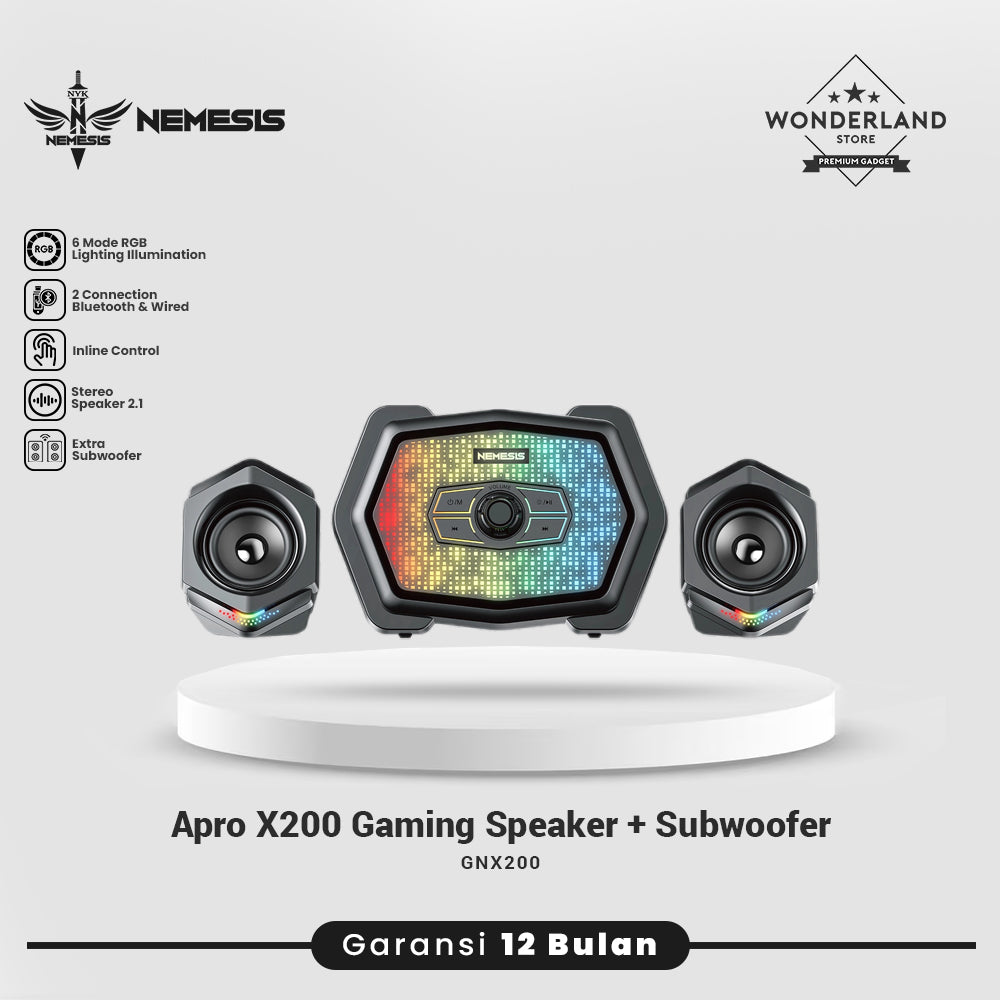 Nemesis Speaker APRO X200 Subwoofer Multimedia 2.1 Stereo Bass Music Box For PC/Laptop Dual Connection