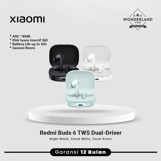 Xiaomi Redmi Buds 6 Earbuds TWS Bluetooth Dual-Driver ANC 49dB Imersive Sound 360°