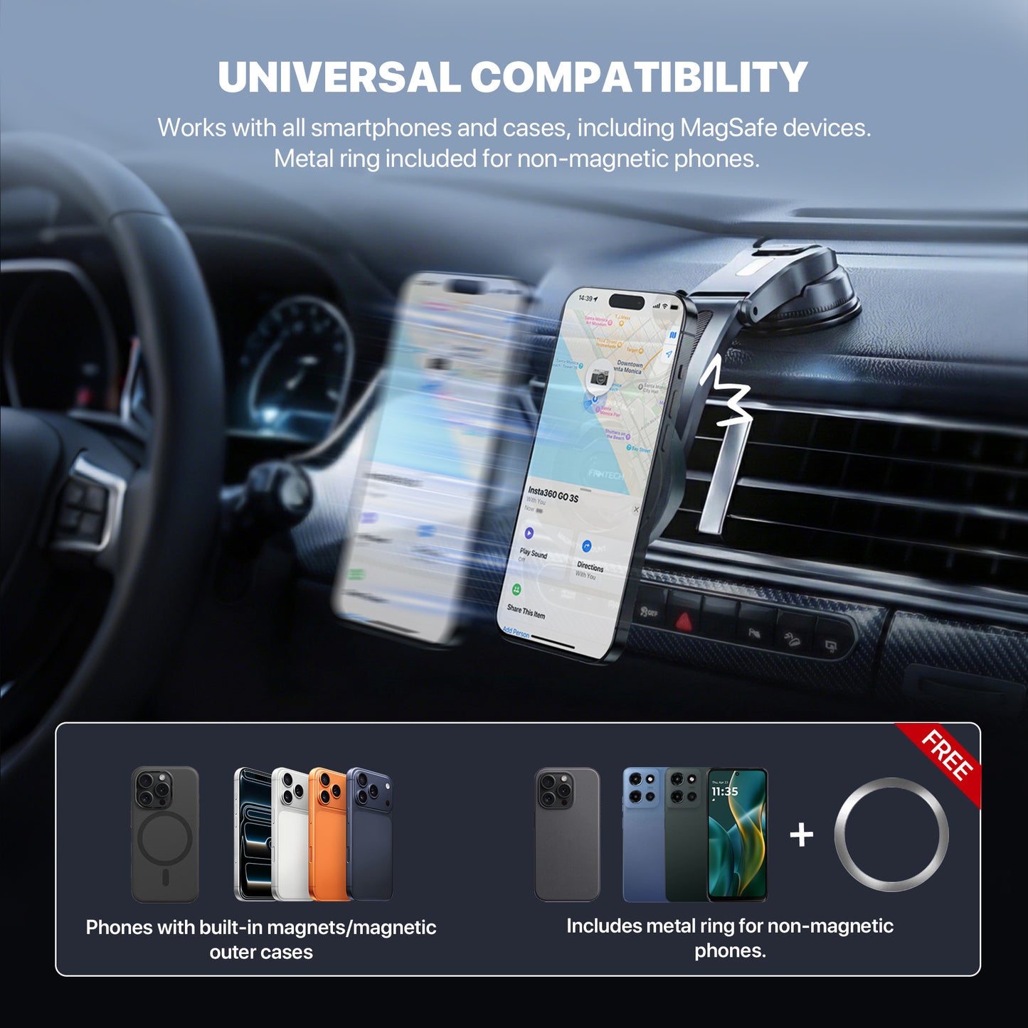 Fantech Car Phone Holder Magnetic Mount 360° Universal Rotation FCH02
