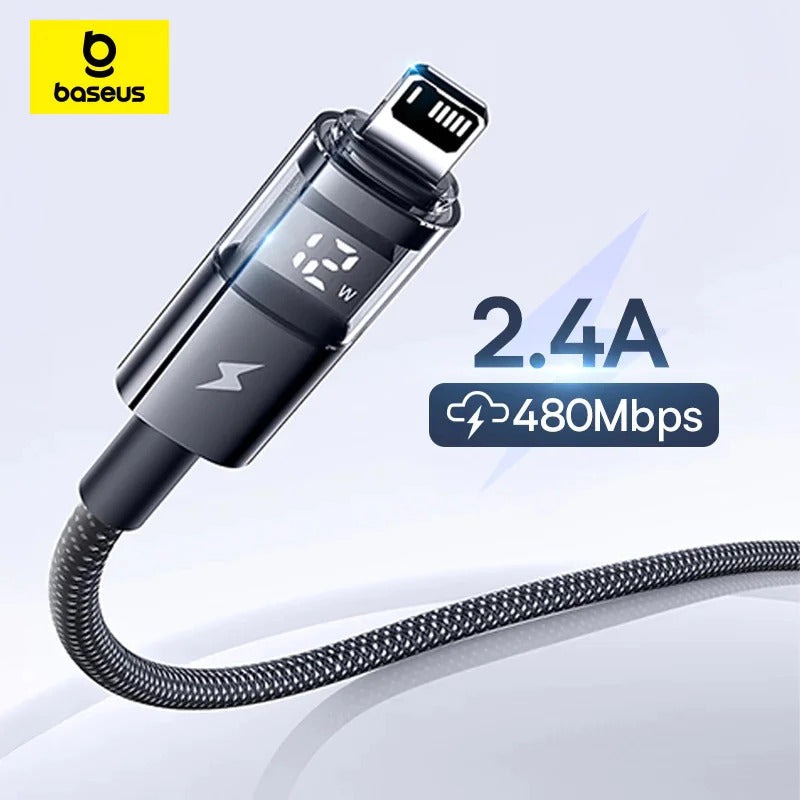 Baseus Display 2 Kabel Data USB to Lightning 2.4A Display Indicator Fast Charging