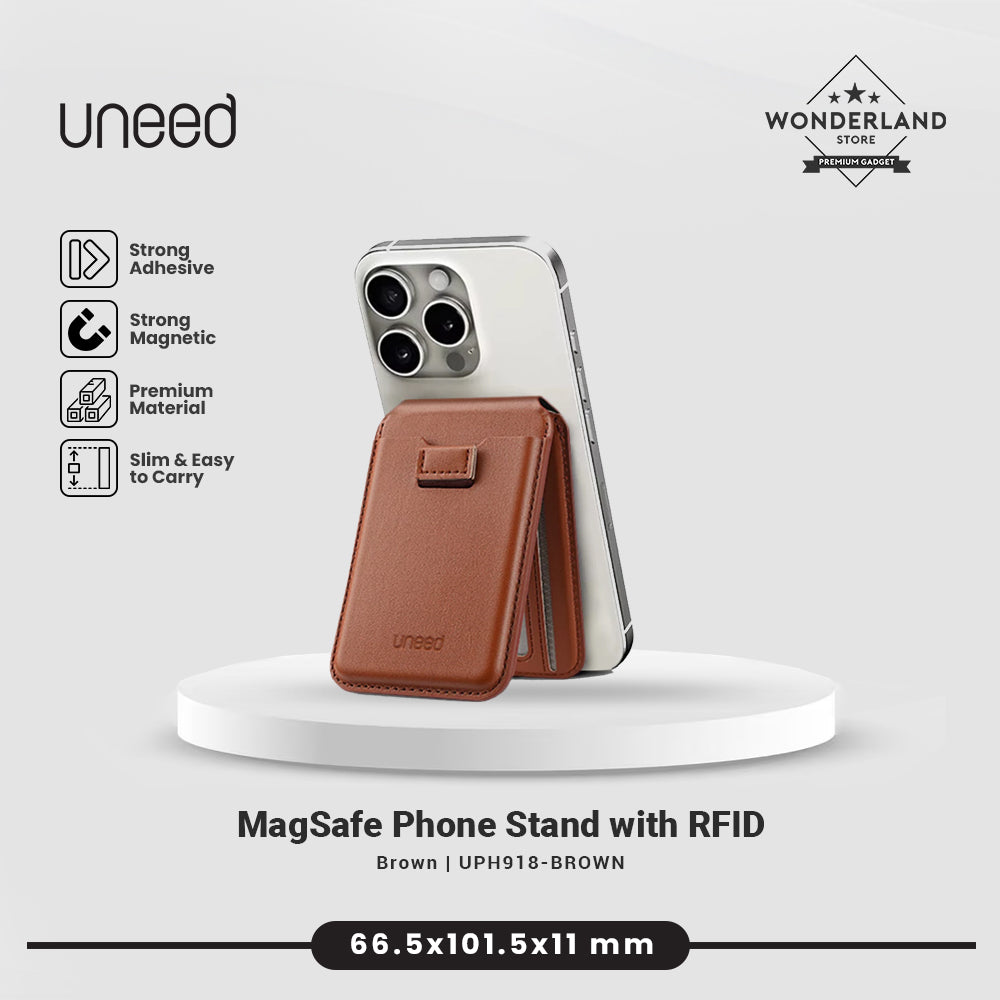 Uneed MagSafe Phone Stand with RFID Leather Slim Card Wallet - UPH918