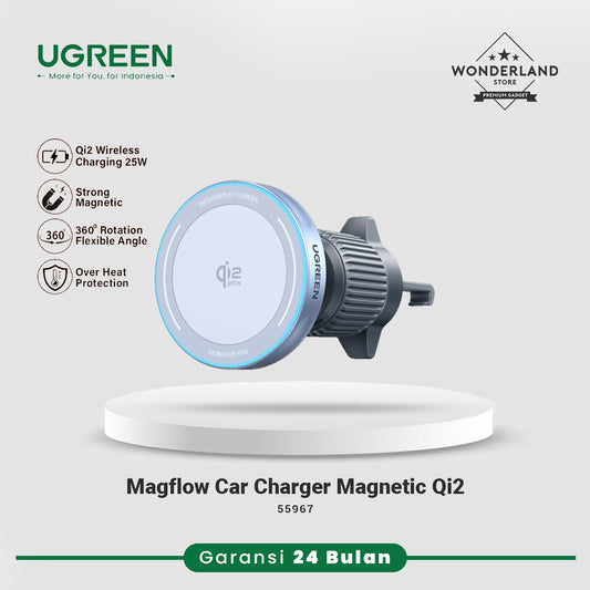 Ugreen Car Wireless Charger MagFlow Magnetic Qi2 Wireless Fast Charging 25W 55967