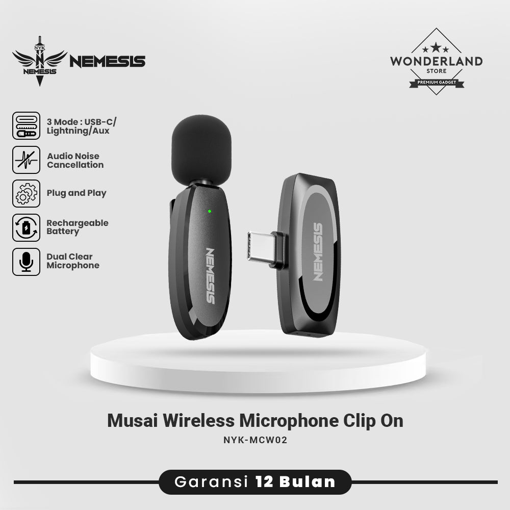 NYK Nemesis Heracles Microphone Wireless 2.4GHz Clip On 3in1 Heracles MCW-05 Musai MCW-02 Erato MCW-01